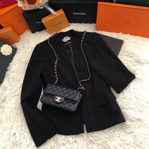 Calvin Klein Black Open-Front Collarless Women's Blazer (Free Mystery Clothes)